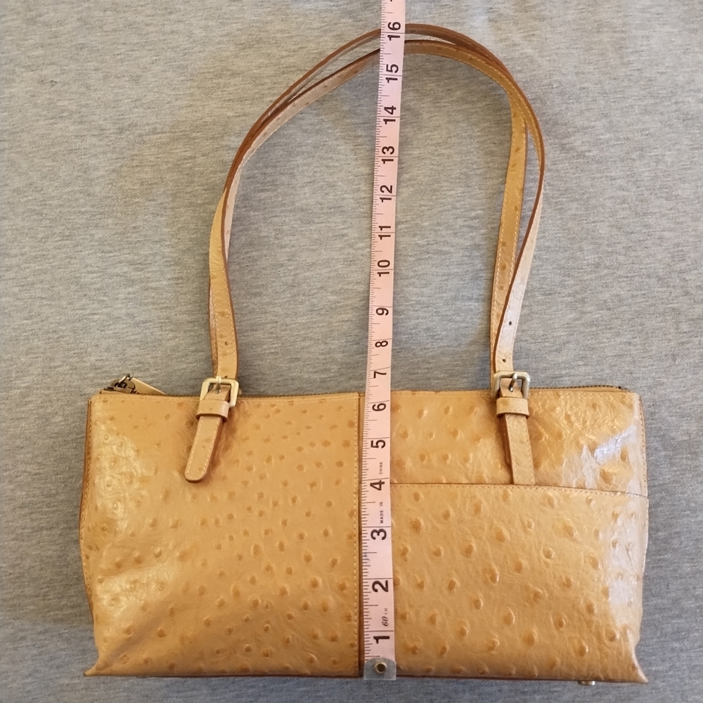 HOBO International Angelica Shoulder Bag Beige Leather Embossed Ostrich Design - Picture 6 of 16